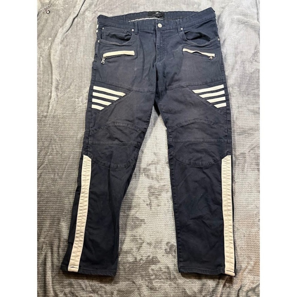 Jordan Craig Aaron Men Moto Jogger Jeans Blue White Side Stripe Streetwear 40X30